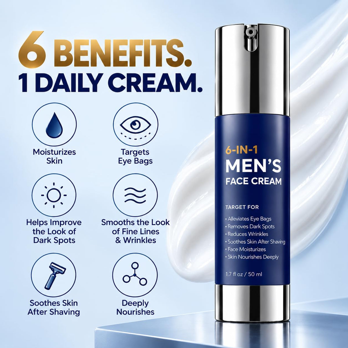 6-in-1 Men’s Face Cream – Anti-Aging & Hydrating Moisturizer