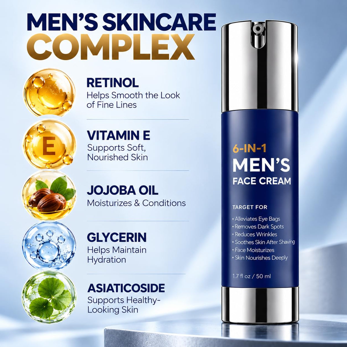 6-in-1 Men’s Face Cream – Anti-Aging & Hydrating Moisturizer